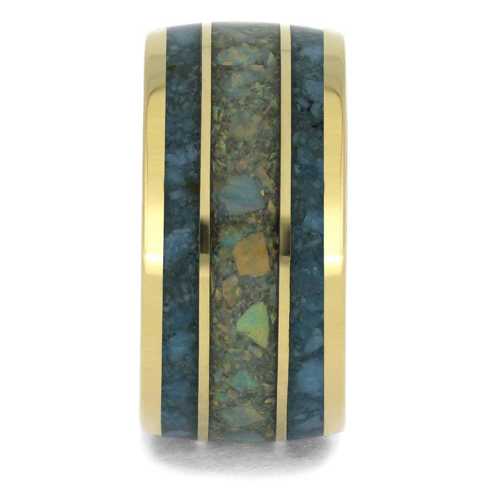 Yellow Gold and Blue Men's Wedding Band