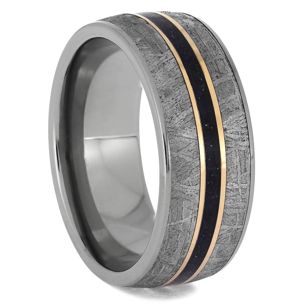 Meteorite and Goldstone Wedding Bands