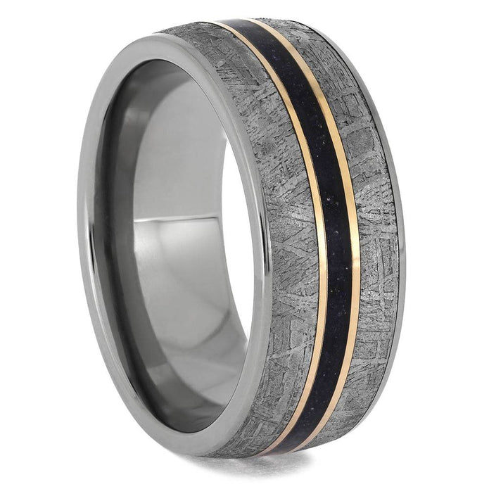 Meteorite and Goldstone Wedding Bands