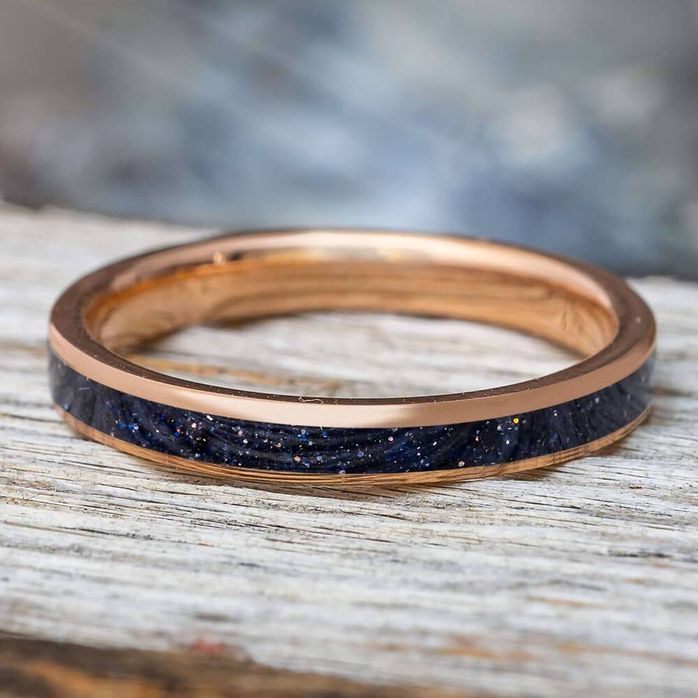 Goldstone Wedding Band in Rose Gold