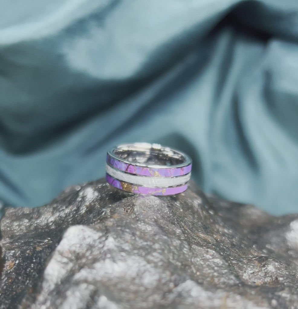 Lava Turquoise Ring With Meteorite And Polished Titanium