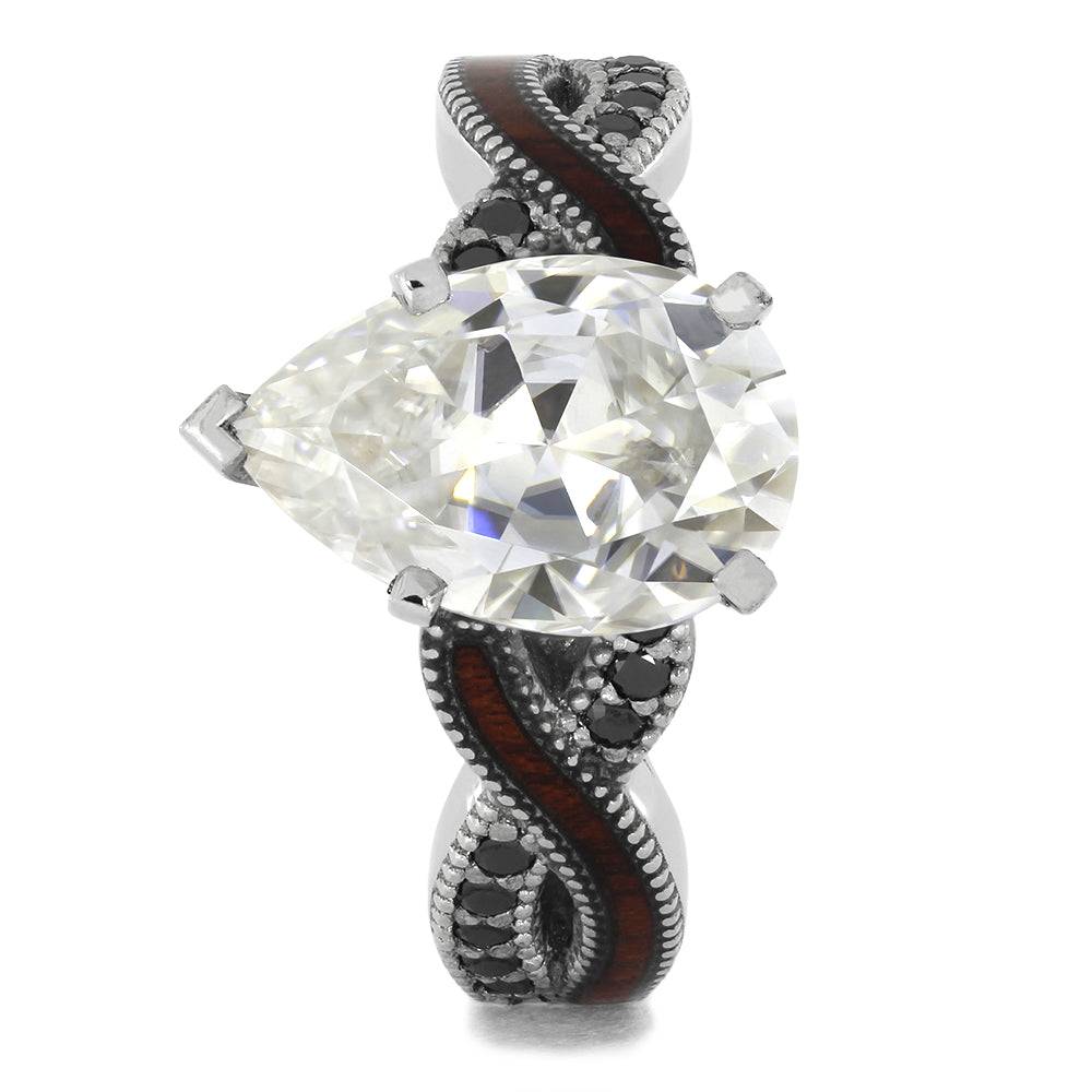 Pear Cut Moissanite Engagement Ring With A Twist Shank - Jewelry by Johan