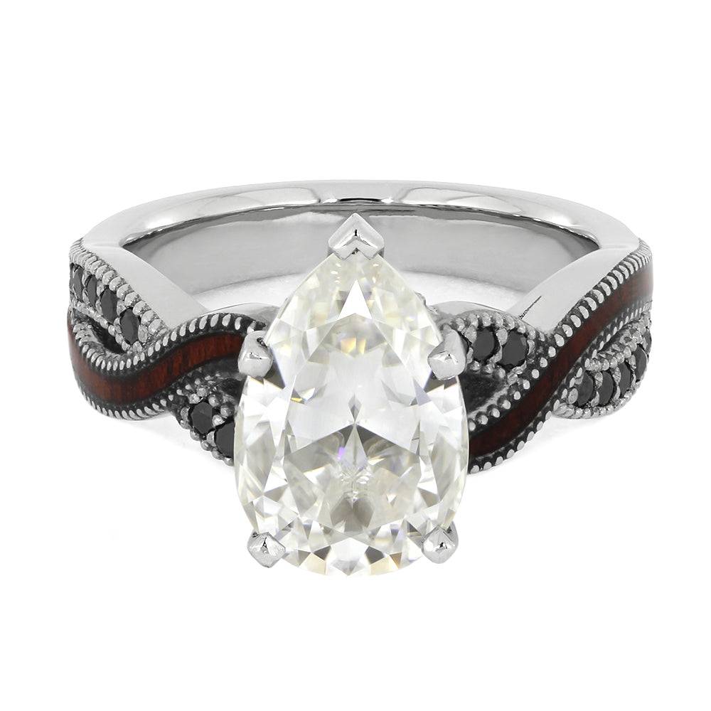 Pear Cut Moissanite Engagement Ring With A Twist Shank - Jewelry by Johan