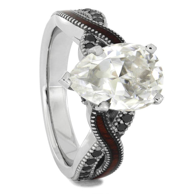 Pear Cut Moissanite Engagement Ring With A Twist Shank - Jewelry by Johan