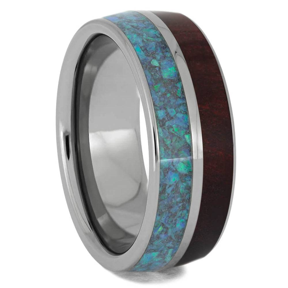 Opal & Ruby Redwood Men's Wedding Band - Jewelry by Johan