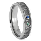 Platinum Meteorite Ring With Two Bezel Set Gemstones - Jewelry by Johan