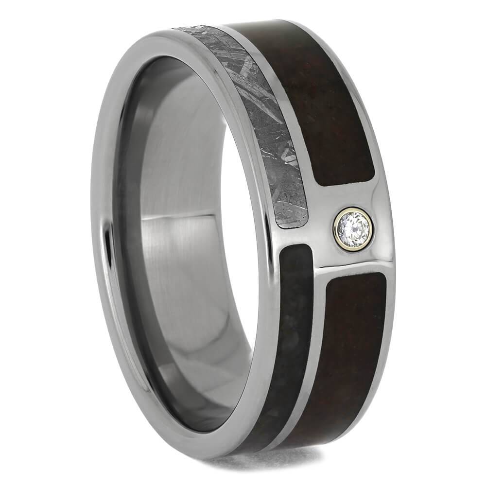 Meteorite and Dinosaur Bone Wedding Band