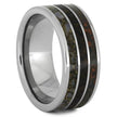 Three Inlay Men's Wedding Band With Dinosaur Bone - Jewelry by Johan