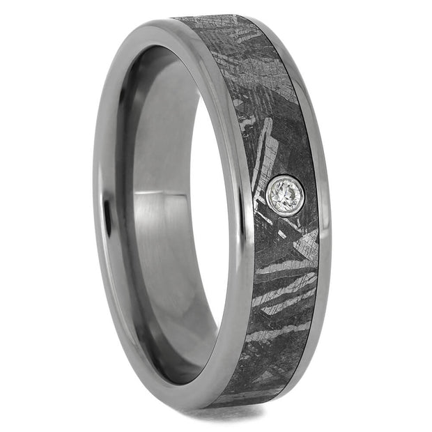 Diamond Ring with Meteorite