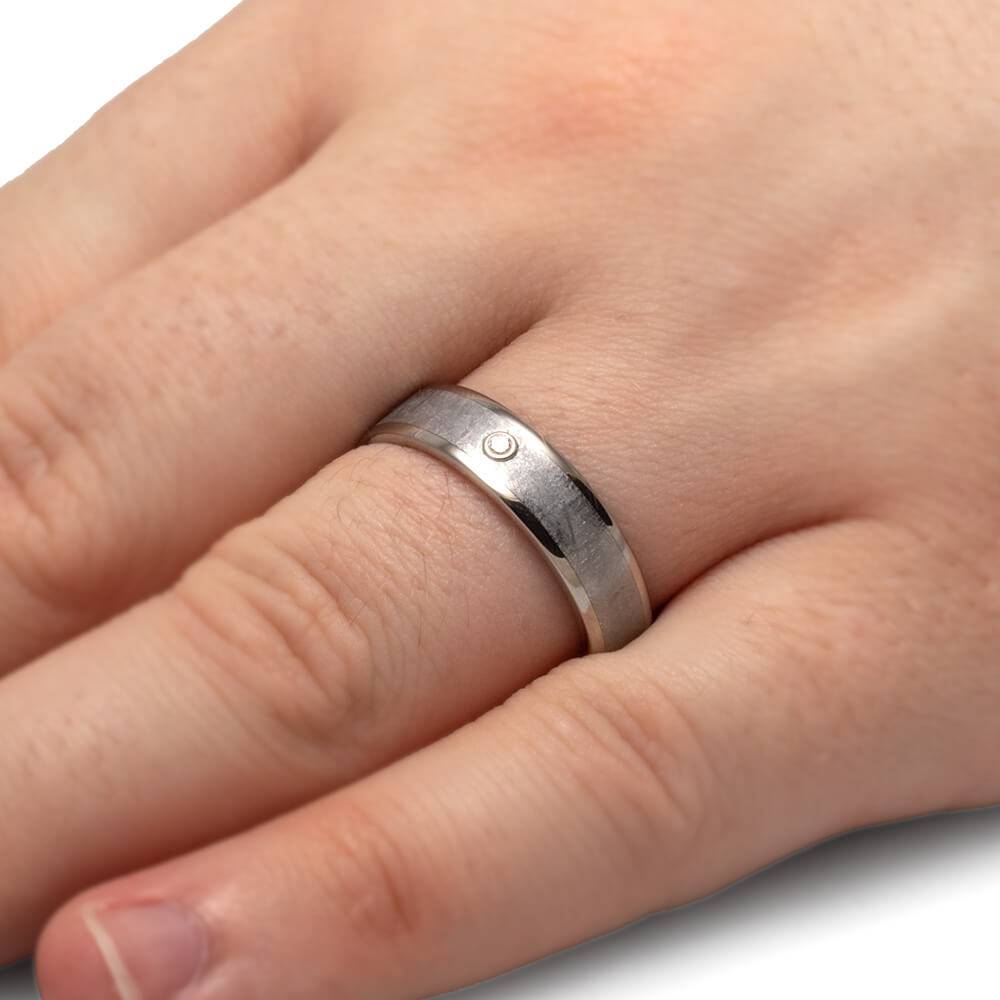 Meteorite and Diamond Wedding Band