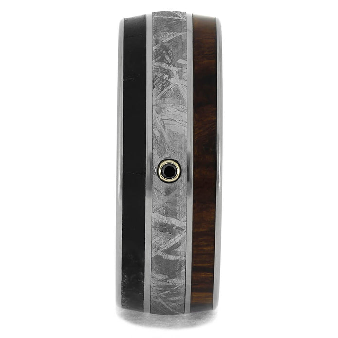 Black Diamond and Wood Wedding Band