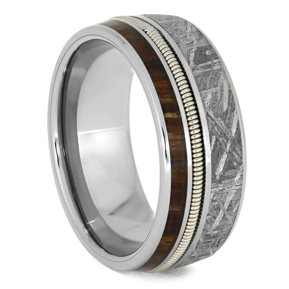 Guitar String Ring With Meteorite