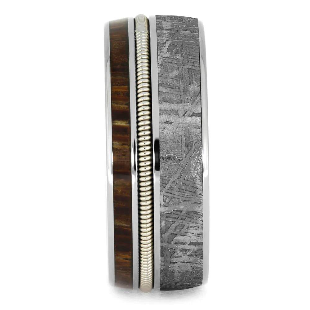 Guitar String Ring With Meteorite