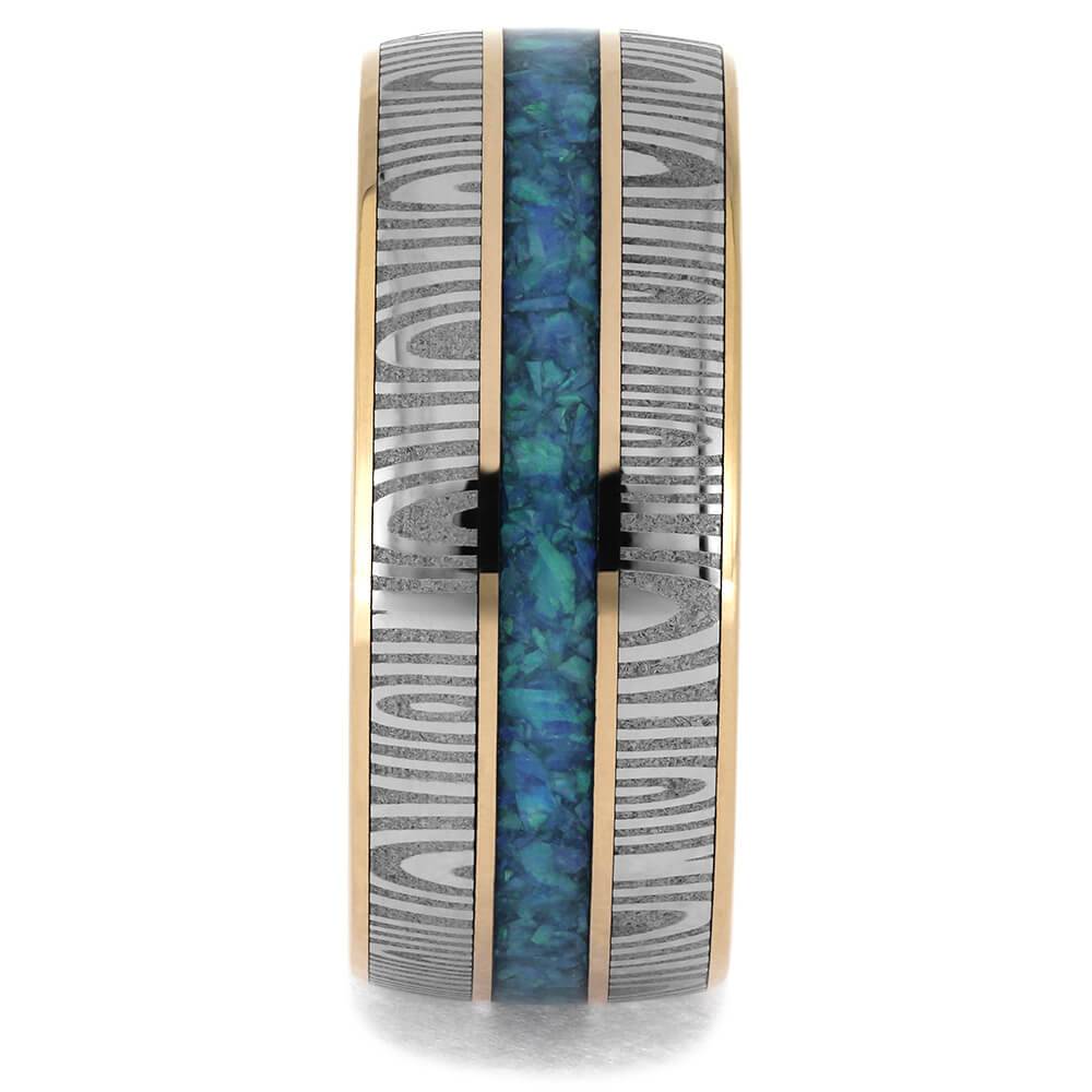 Colorful Blue Opal Wedding Band