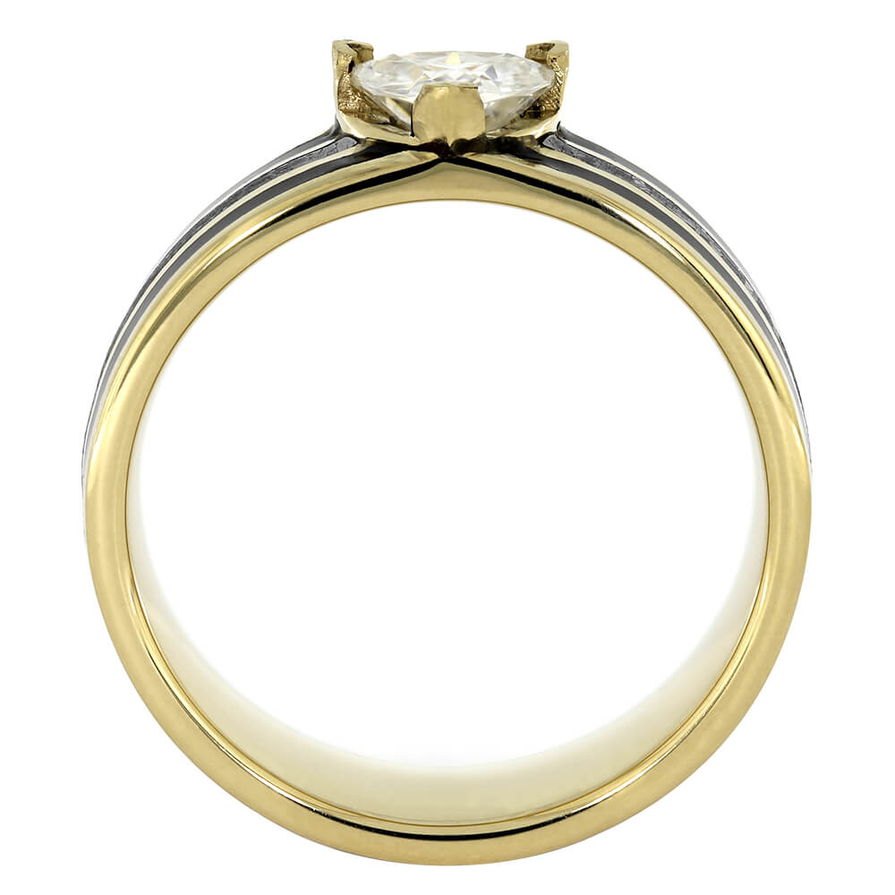 Yellow Gold Wedding Band with Moissanite
