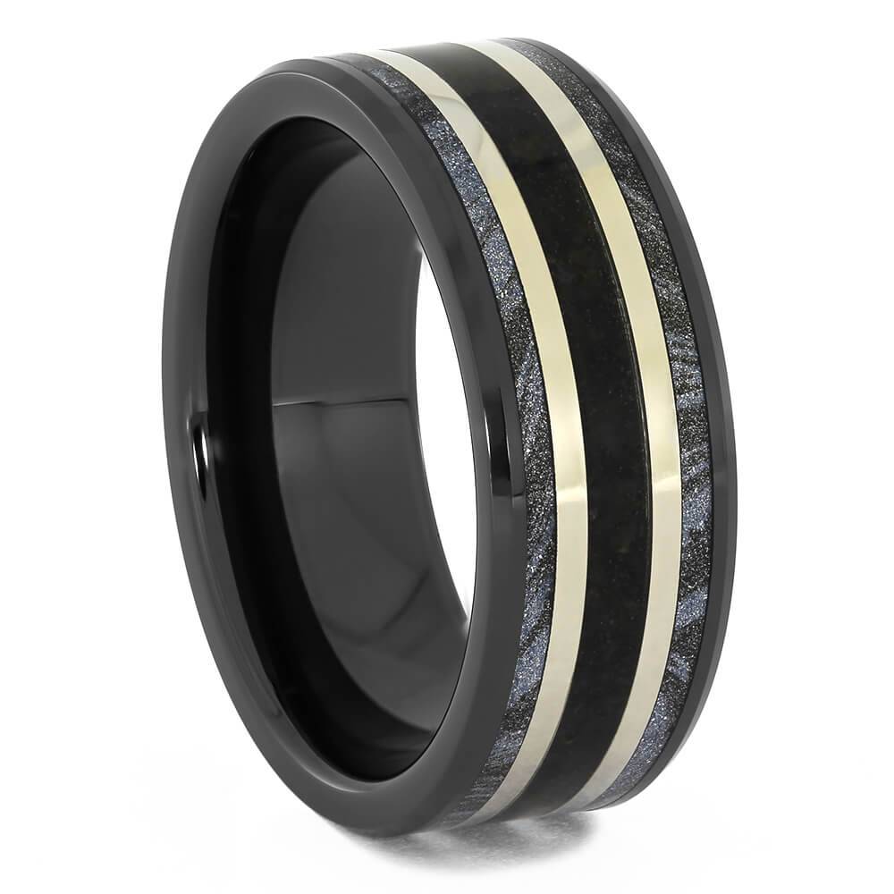 Dinosaur Bone & Mokume Gane Men's Wedding Band - Jewelry by Johan