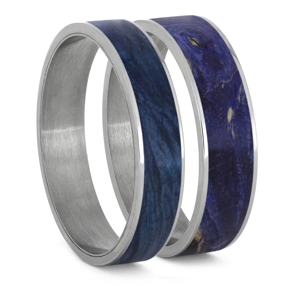 Blue Box Elder Burl Wood Inlays For Interchangeable Rings, 5MM or 6MM-INTCOMP-WD - Jewelry by Johan