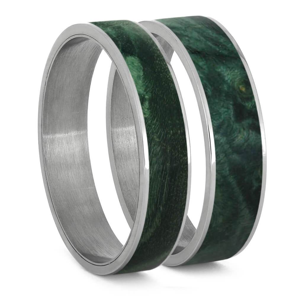 Green Box Elder Burl Wood Inlays For Interchangeable Rings, 5MM or 6MM-INTCOMP-WD - Jewelry by Johan