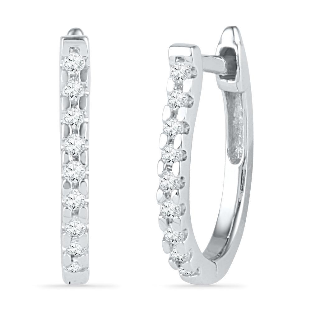 Diamond Hoop Earrings, Sterling Silver or White Gold | Jewelry by Johan