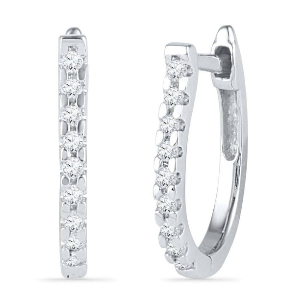 Sterling silver tiny diamond hoop earrings