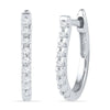 Sterling silver tiny diamond hoop earrings