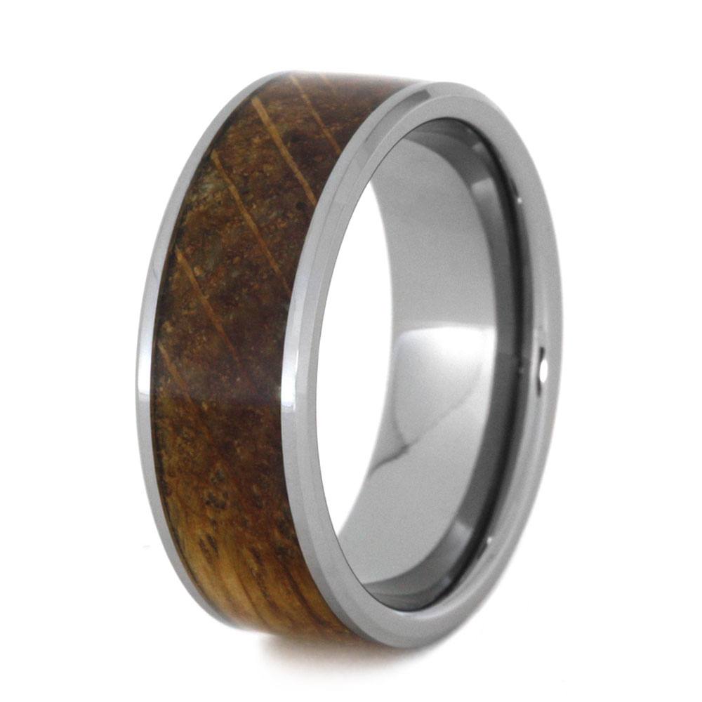 Whiskey Barrel Wood Ring In Tungsten Wedding Band-3212 - Jewelry by Johan