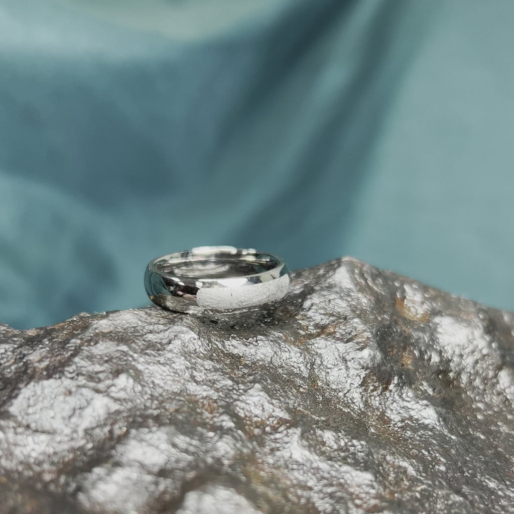 Titanium Ring With Partial Meteorite, Meteorite Jewelry