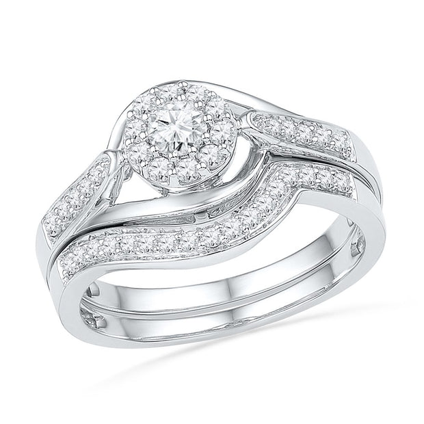 1/2 CT. TW. Sterling Silver Engagement Ring Set-SHRB016951-SS - Jewelry by Johan