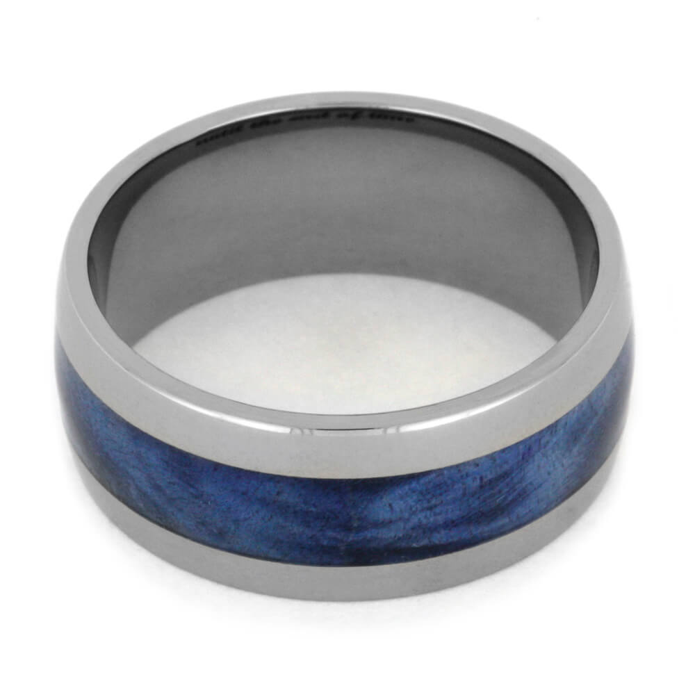 Blue Box Elder Burl Wood Ring, Titanium Wedding Band-2511 - Jewelry by Johan