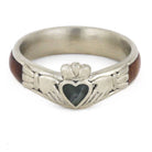 Claddagh Engagement Ring with Jade Heart, Honduran Rosewood Band-3222 - Jewelry by Johan