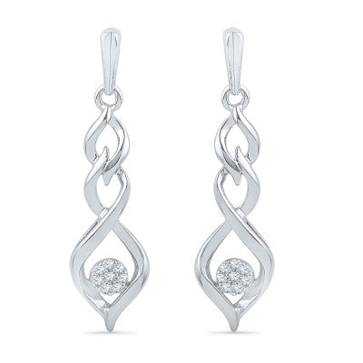 Diamond Twist Earrings and Necklace Gift Set in Sterling Silver-SHGS3007 - Jewelry by Johan