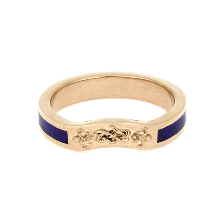 Celtic Knot Bridal Wedding Band, Rose Gold Ring With Lapis Lazuli-2640 - Jewelry by Johan