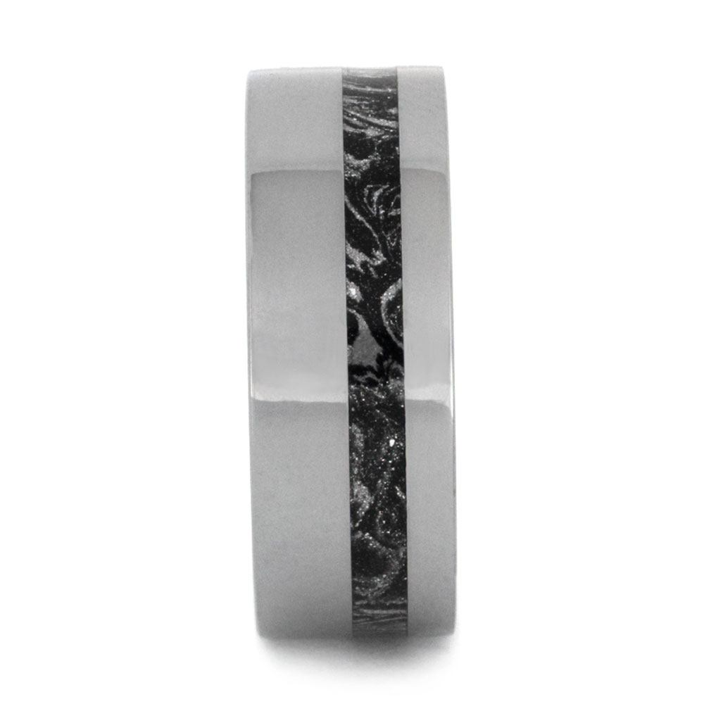 Tungsten Wedding Band with Black and White Mokume Gane-2928 - Jewelry by Johan