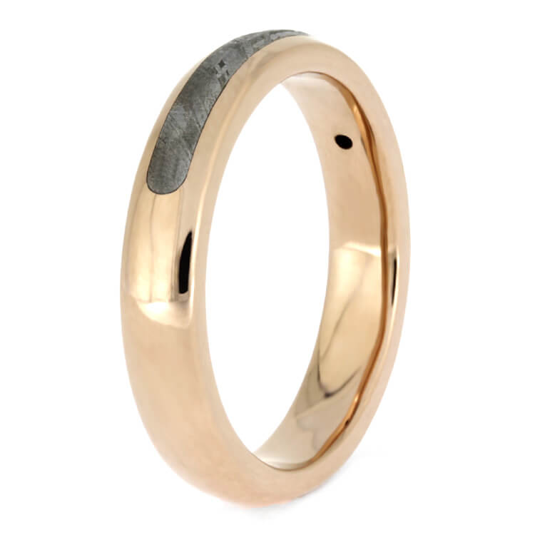 Rose Gold Meteorite Ring With Moissanite Stone, Alternative Engagement Ring-2527 - Jewelry by Johan