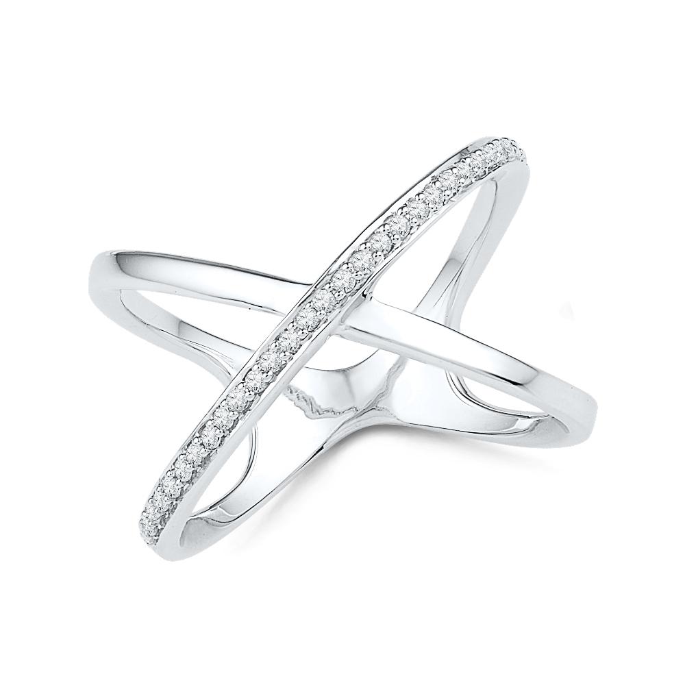 Diamond X Shaped Fashion Ring-SHRF019088 - Jewelry by Johan