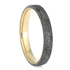 Thin Yellow Gold Wedding Band With Meteorite Overlay, Size 13-RS10162 - Jewelry by Johan