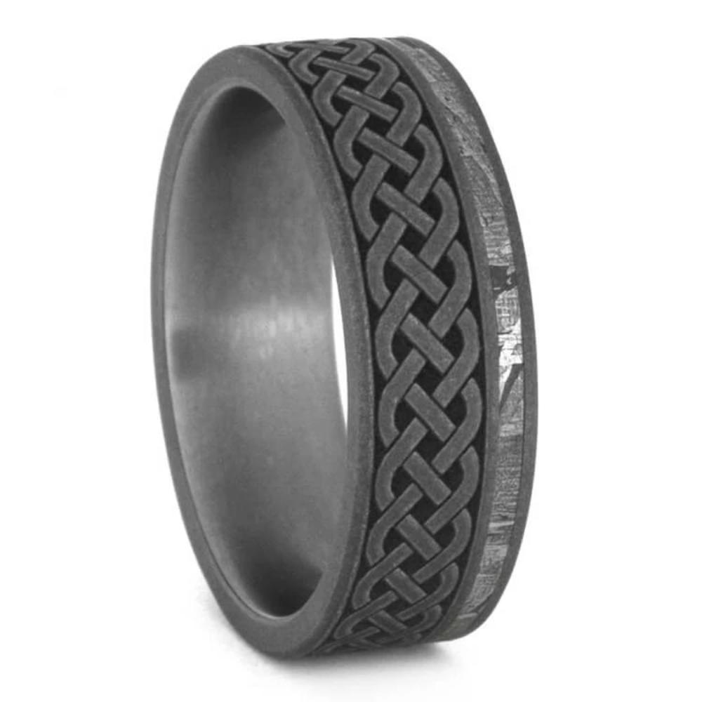 Sandblasted Celtic Ring, Meteorite Wedding Band-3498 - Jewelry by Johan
