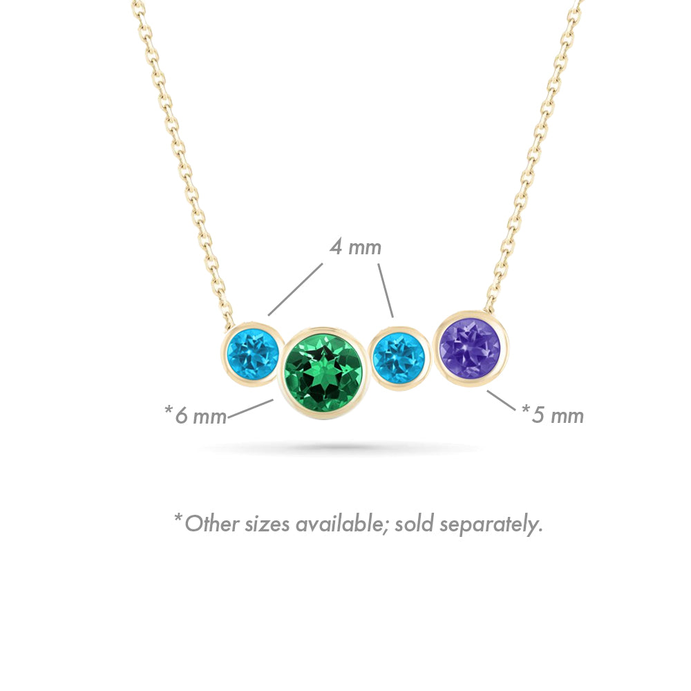 Family Tree Personalized Gold Birthstone Necklace - 4 Stones