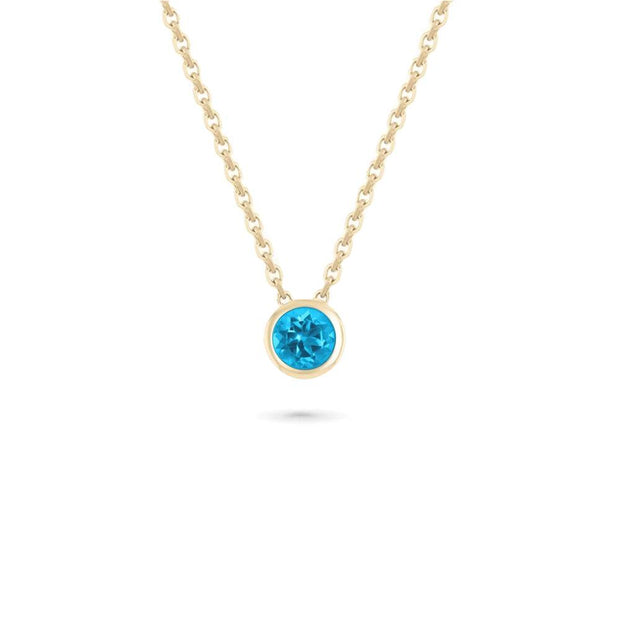 4mm Yellow Gold Bezel Pendant Necklace