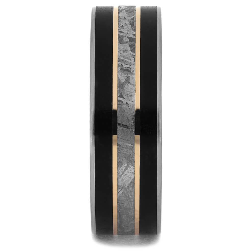 Rose Gold and Meteorite Wedding Band