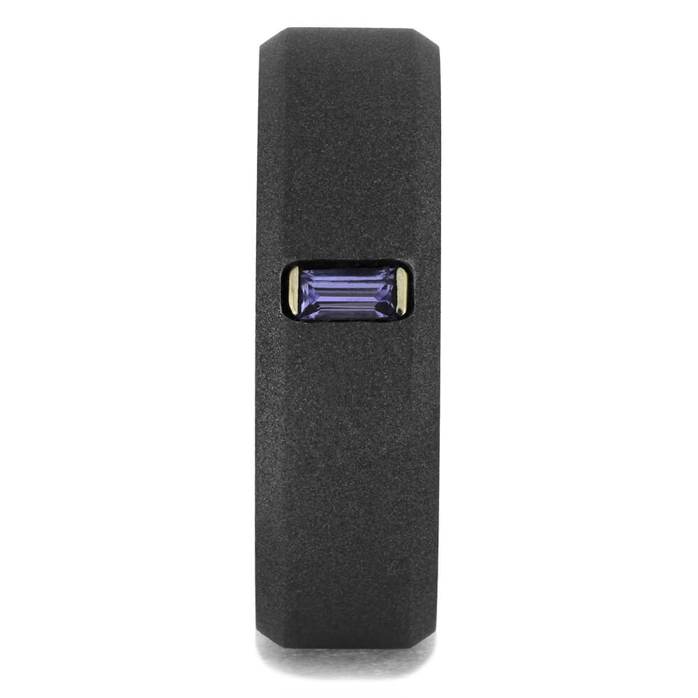 Sandblasted Titanium Men's Wedding Band With Tanzanite - Jewelry by Johan