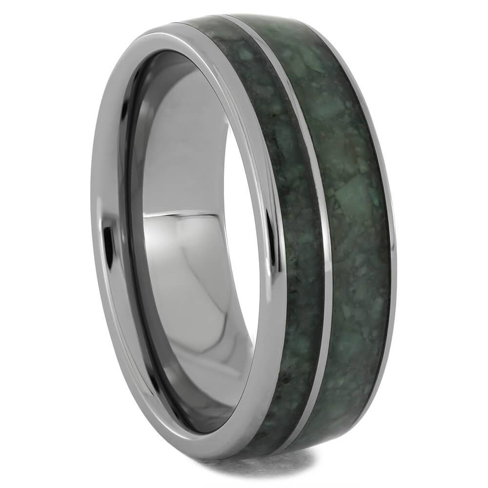 Chrysocolla and Titanium Wedding Band