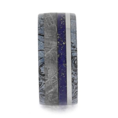 Lapis Lazuli And Mokume Gane Wedding Band, Size 9-RS10568 - Jewelry by Johan