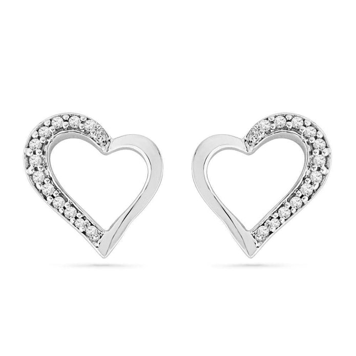 Multi-Diamond Heart Studs, Silver or Gold-SHEF025144CAW - Jewelry by Johan