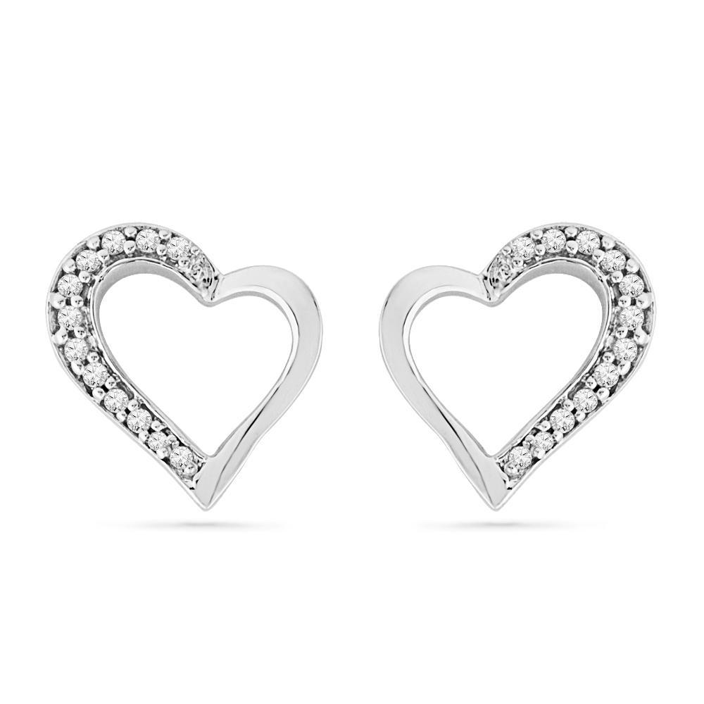 Multi-Diamond Heart Studs, Silver or Gold-SHEF025144CAW - Jewelry by Johan
