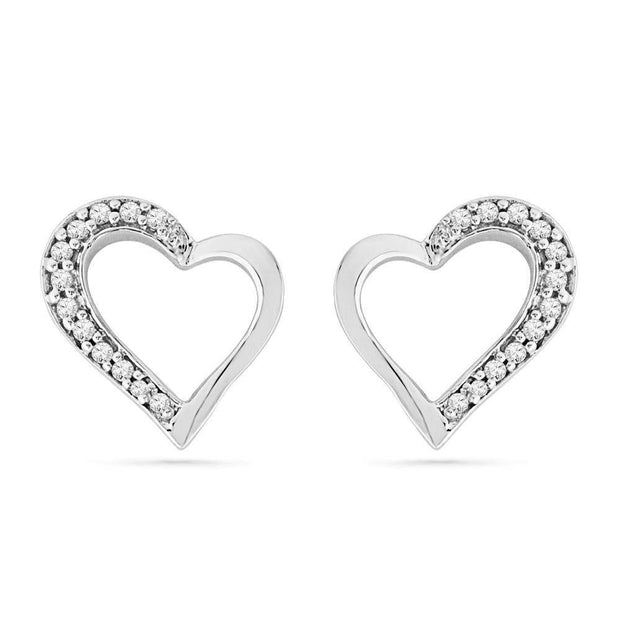 Multi-Diamond Heart Studs, Silver or Gold-SHEF025144CAW - Jewelry by Johan
