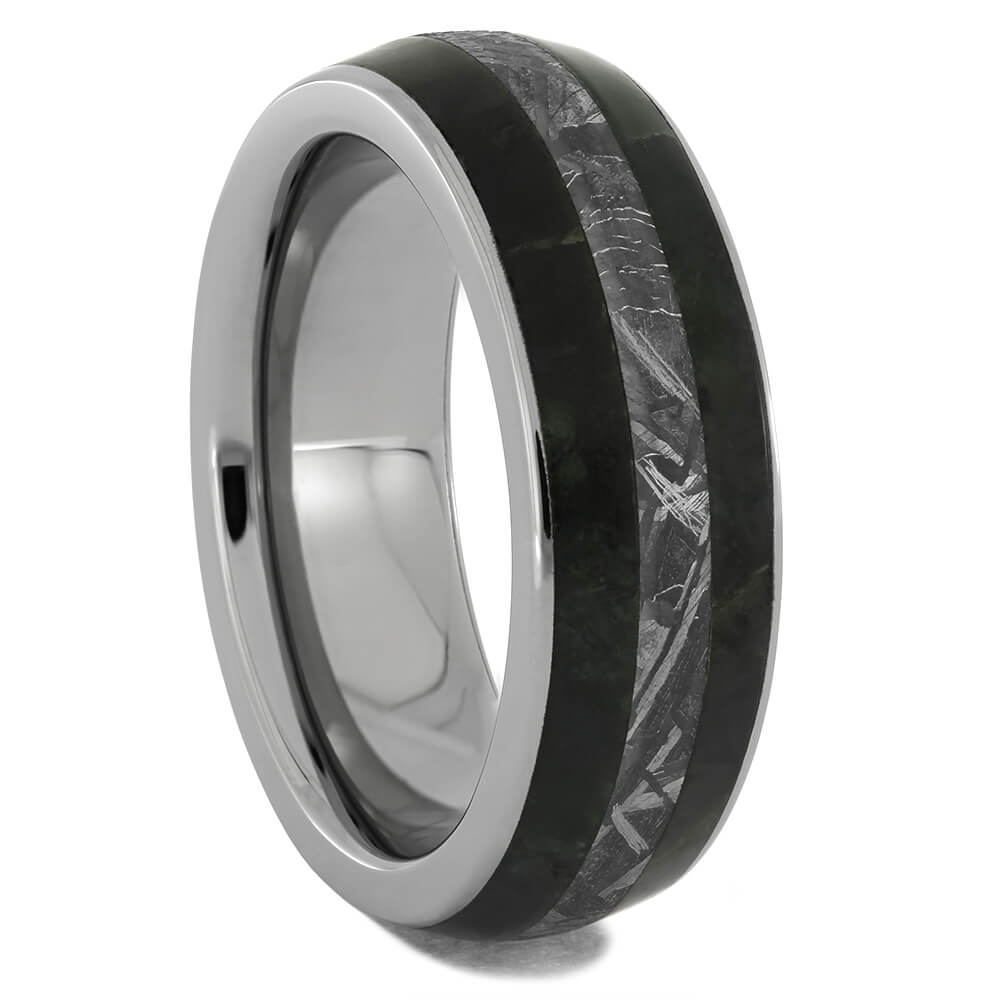 Jade and Meteorite Wedding Band