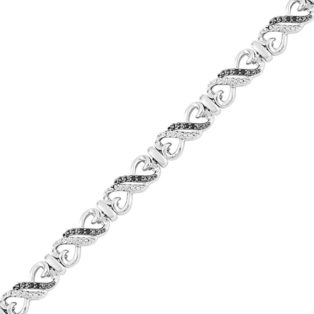 Diamond Heart Infinity Bracelet, Silver or White Gold-SHBF072475EAW - Jewelry by Johan