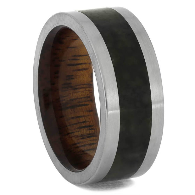 Green Jade Ring with Wood Sleeve