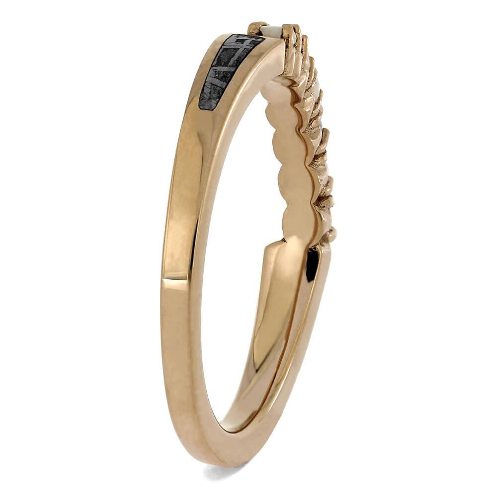 Custom Wedding Band With Opal & Meteorite - Jewelry by Johan